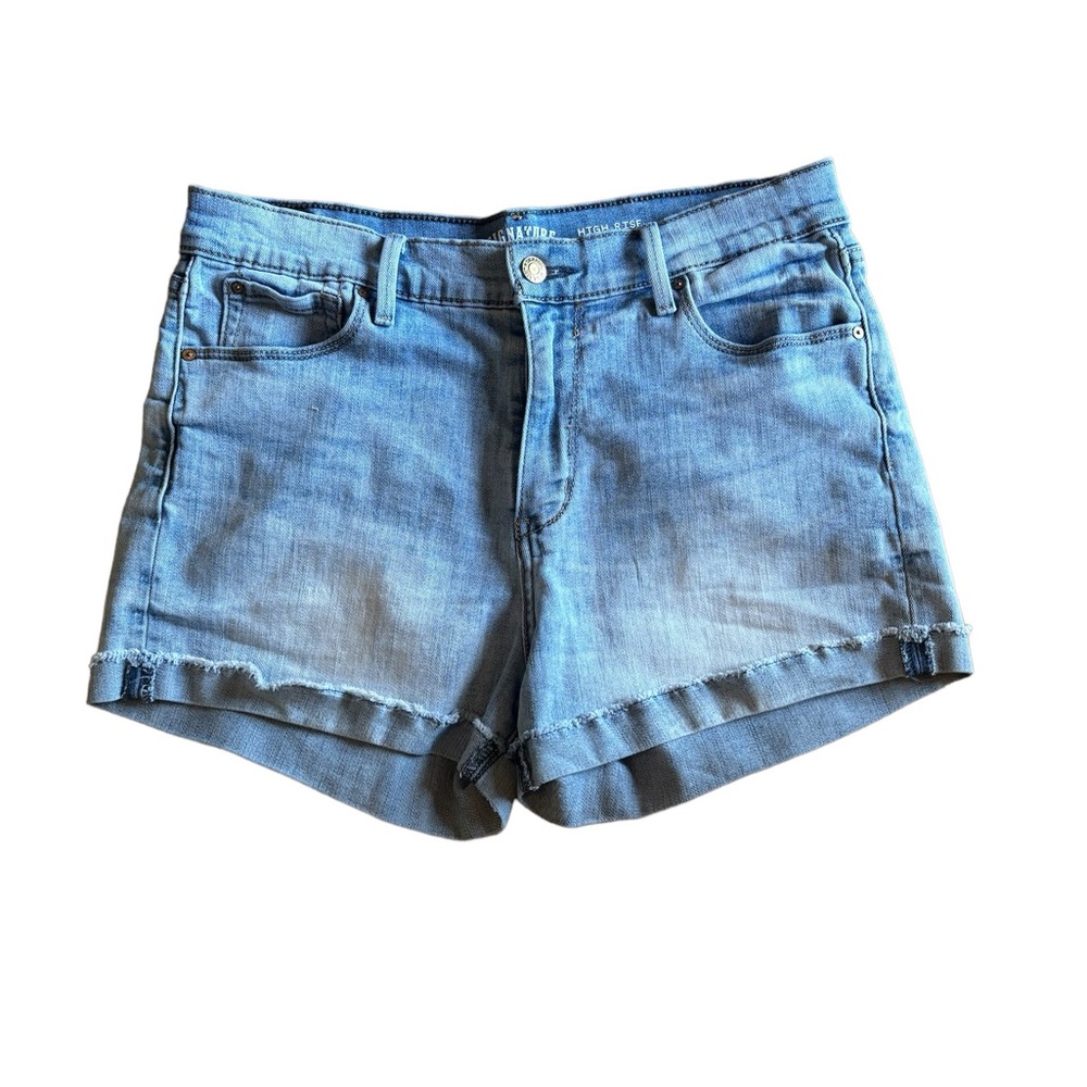 Signature by Levi Strauss Size 8 High Rise Light Wash Cutoff Stretch Jean Shorts